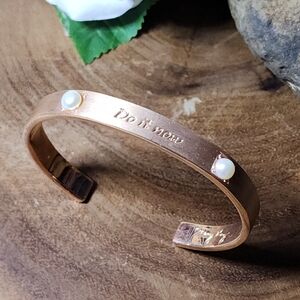 Mary Kay Matte Rose Gold-tone Cuff Bracelet with Faux Pearls "Do It Now"